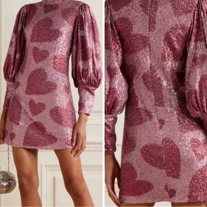 FARM Rio Pink Sheath Dress with Bishop Sleeves NWOT